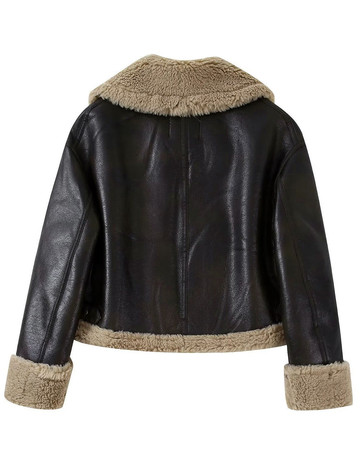 Velina Moda | Faux Leather Zip Jacket