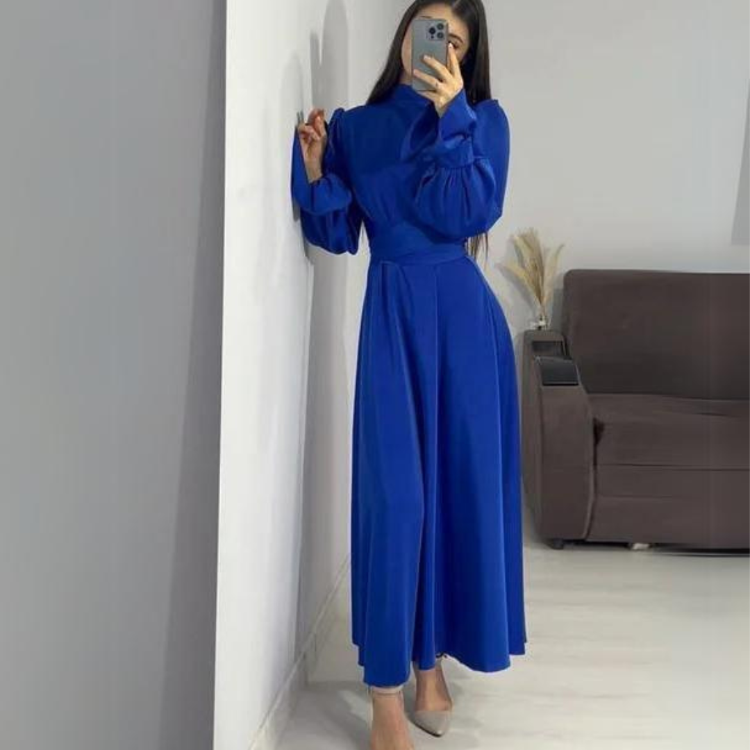 The soft silk dress with long sleeves