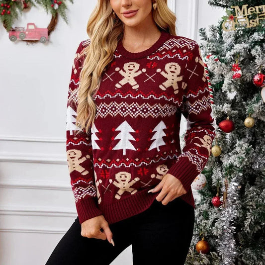 Velina Moda | Christmas Sweater for Women Fake Christmas Sweater with Round Neck