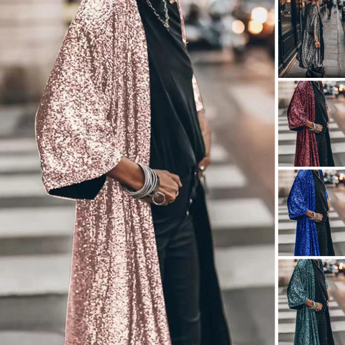 Shiny windbreaker cardigan with sequins - Suzie