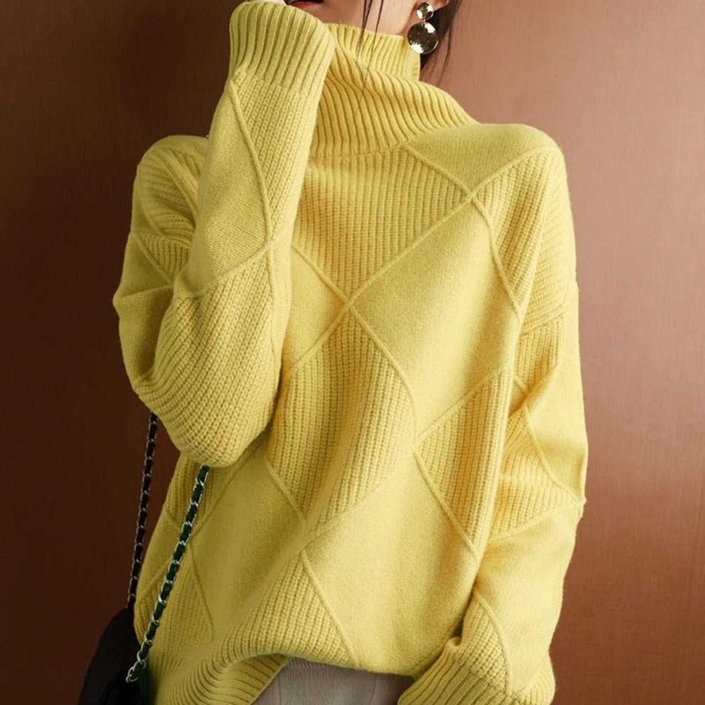 Velina Moda | Women's Cotton Turtleneck Sweater, Classic & Warm