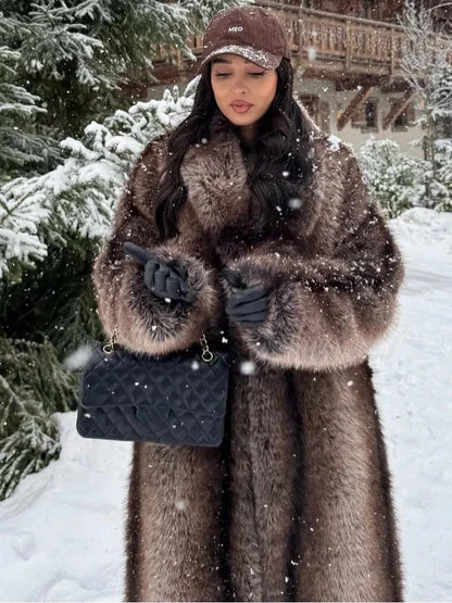 Velina Moda | Long Women's Jacket Faux Fur Women's Jacket Winter