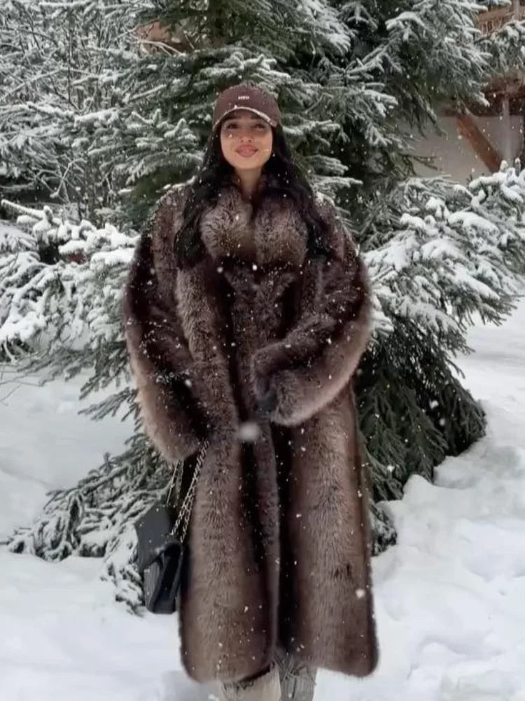 Velina Moda | Long Women's Jacket Faux Fur Women's Jacket Winter
