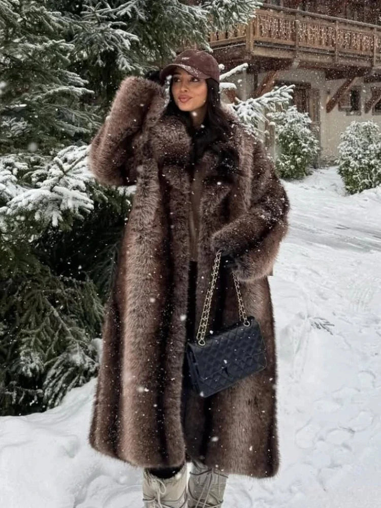 Velina Moda | Long Women's Jacket Faux Fur Women's Jacket Winter
