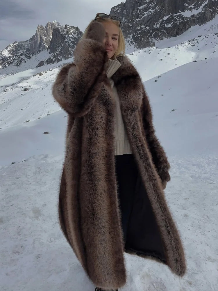 Velina Moda | Long Women's Jacket Faux Fur Women's Jacket Winter