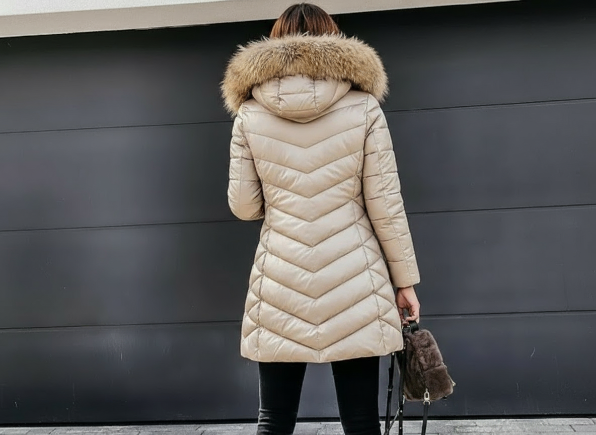 Velina Moda | Down jacket with fur collar - Warm winter jacket
