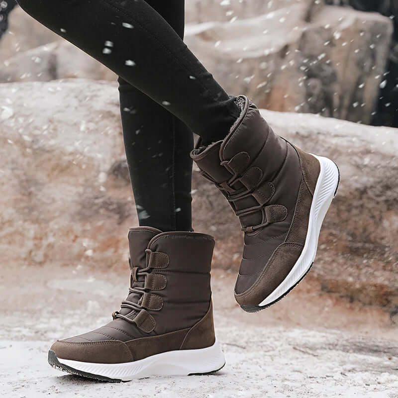 Velina Moda | Combat Boots - Water-Repellent Mid-Calf with Velcro