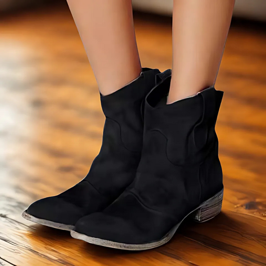 Velina Moda | Ankle Boots - Distressed Look with Low Heel