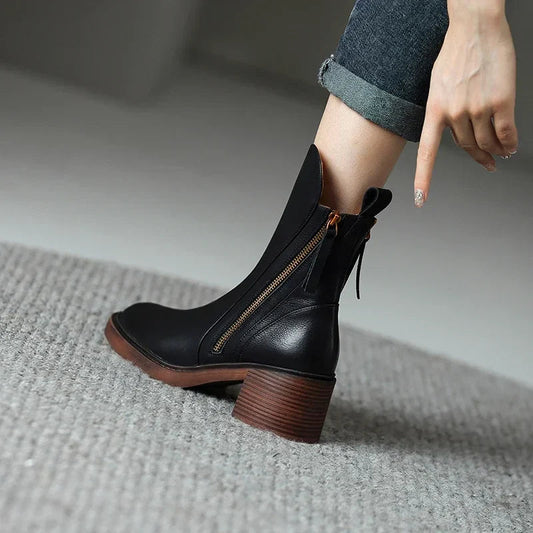 Velina Moda | Ankle Boots with Block Heel Fashionable Shoes