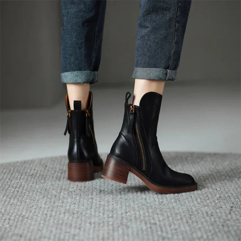 Velina Moda | Ankle Boots with Block Heel Fashionable Shoes