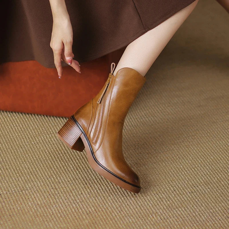 Velina Moda | Ankle Boots with Block Heel Fashionable Shoes