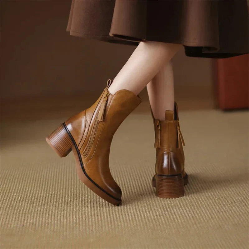 Velina Moda | Ankle Boots with Block Heel Fashionable Shoes