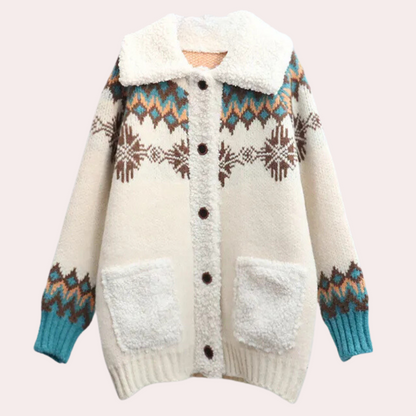 Velina Moda | Knitted Winter Jacket with Fleece Collar Casual Fashion