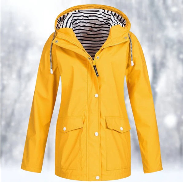 Velina Moda | Waterproof Rain Jacket with Hood - Functional Outerwear