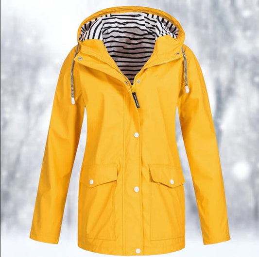 Velina Moda | Waterproof Rain Jacket with Hood - Functional Outerwear
