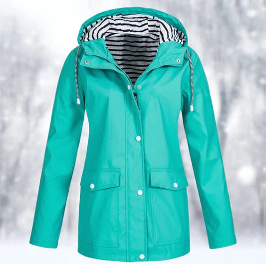 Velina Moda | Waterproof Rain Jacket with Hood - Functional Outerwear