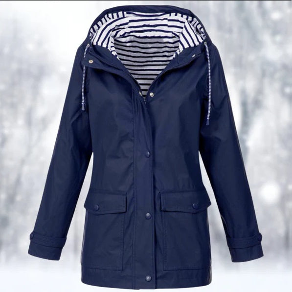 Velina Moda | Waterproof Rain Jacket with Hood - Functional Outerwear