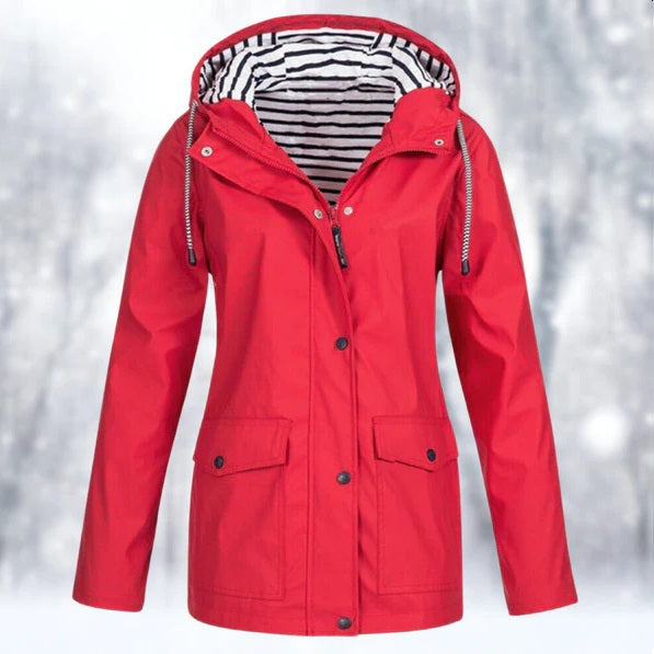 Velina Moda | Waterproof Rain Jacket with Hood - Functional Outerwear