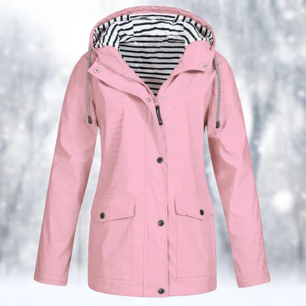 Velina Moda | Waterproof Rain Jacket with Hood - Functional Outerwear