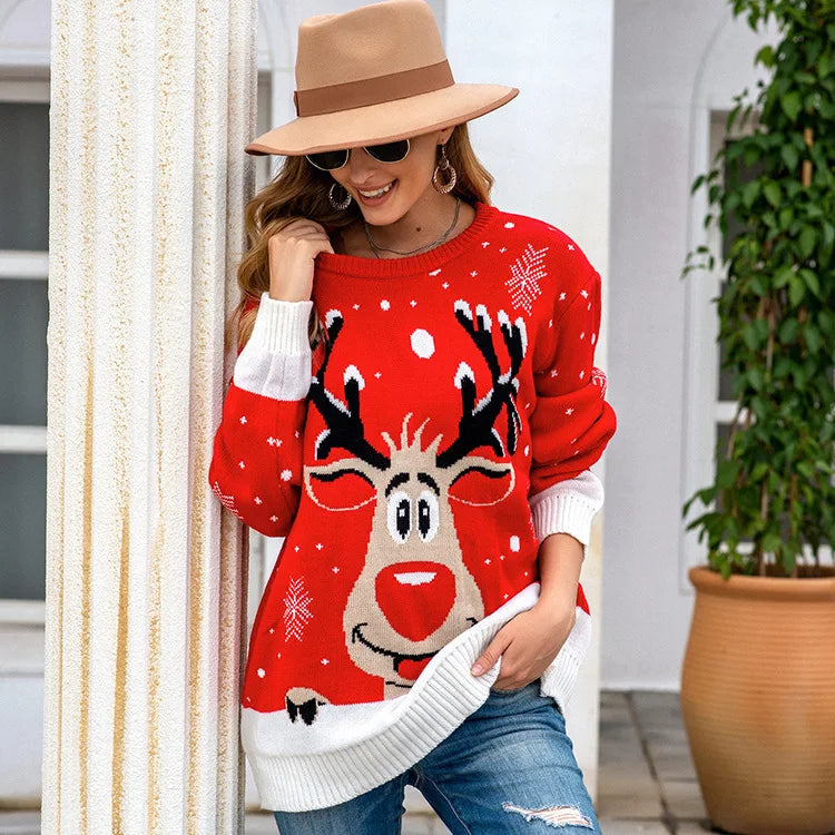 Velina Moda | Knitted sweater for women - Soft fit & festive Christmas pattern for winter