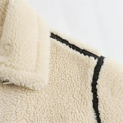 Velina Moda | Warm & soft Sherpa jacket with collar and zipper for winter