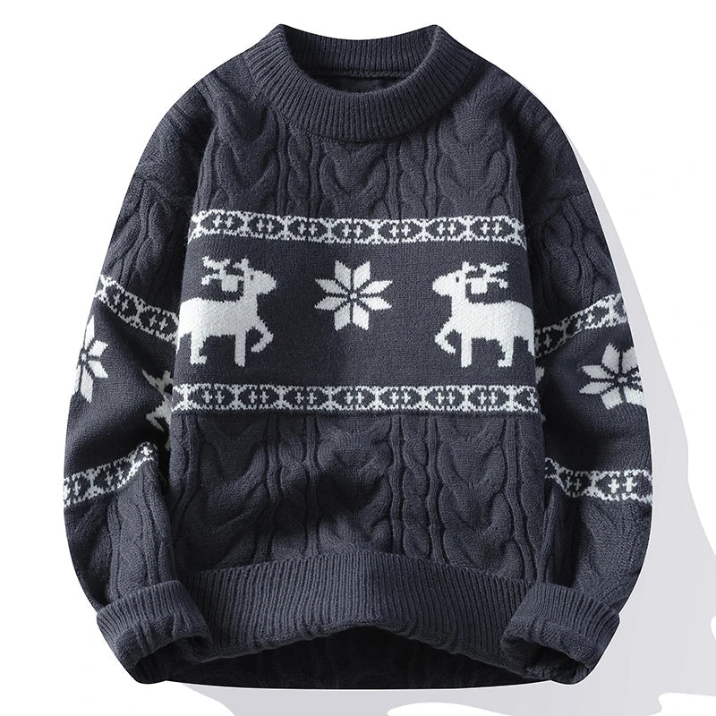 Velina Moda | Winter sweater with deer pattern - Warm & stylish knitted sweater for the holidays