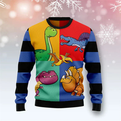 Velina Moda | Dinosaur Christmas Sweater - Funny & Comfortable Men's Sweater with 3D Print for the Holidays