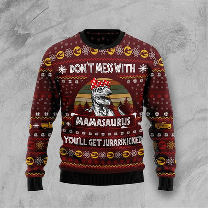 Velina Moda | Dinosaur Christmas Sweater - Funny & Comfortable Men's Sweater with 3D Print for the Holidays