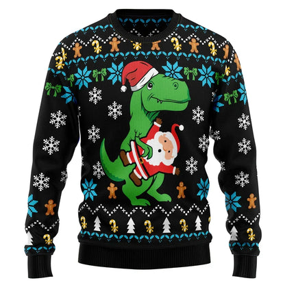 Velina Moda | Dinosaur Christmas Sweater - Funny & Comfortable Men's Sweater with 3D Print for the Holidays