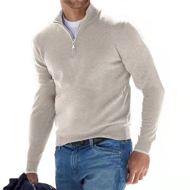Velina Moda | V Neck Sweater - Men's Sweatshirt with Zipper