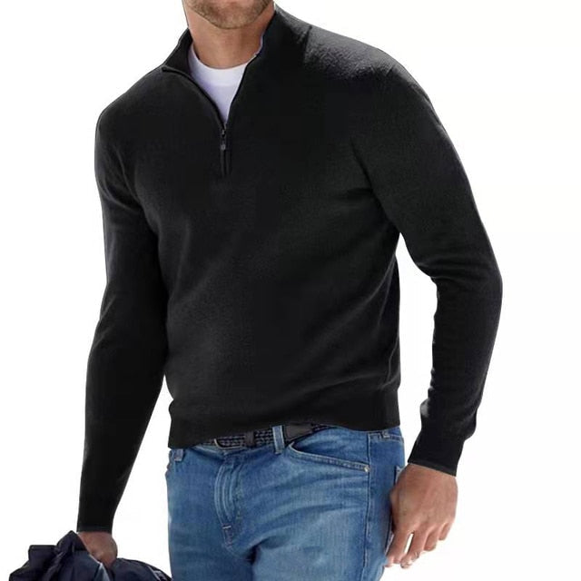 Velina Moda | V Neck Sweater - Men's Sweatshirt with Zipper
