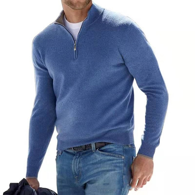 Velina Moda | V Neck Sweater - Men's Sweatshirt with Zipper