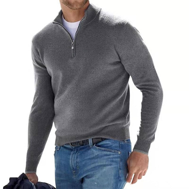 Velina Moda | V Neck Sweater - Men's Sweatshirt with Zipper