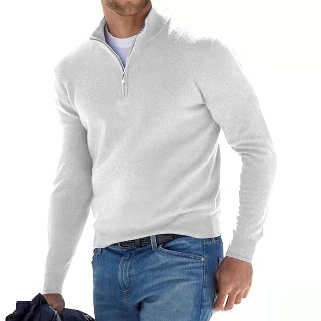 Velina Moda | V Neck Sweater - Men's Sweatshirt with Zipper