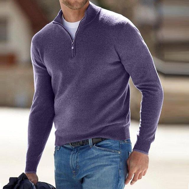 Velina Moda | V Neck Sweater - Men's Sweatshirt with Zipper