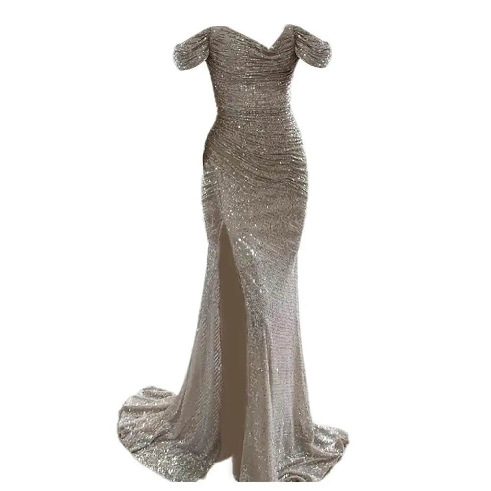 Elegant evening dress with V-neckline