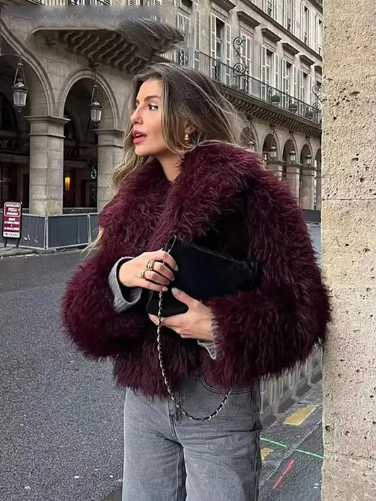 Velina Moda | Women's Coat Winter Long Faux Fur Coat