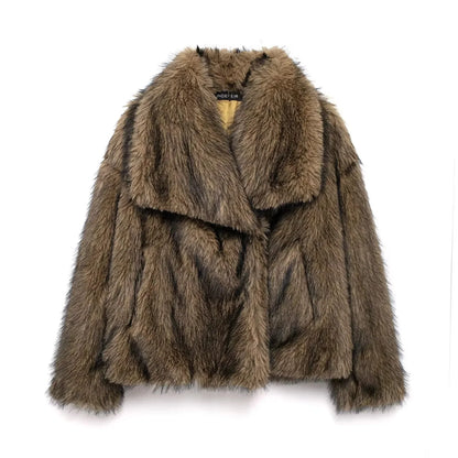 Velina Moda | Women's Coat Winter Long Faux Fur Coat