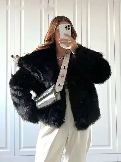 Velina Moda | Women's Coat Winter Long Faux Fur Coat