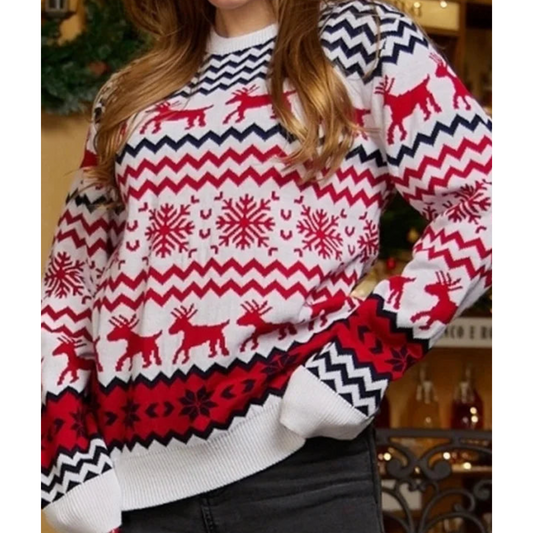 Velina Moda | Christmas Knit Sweater Women Knitted Warm with Long Sleeves
