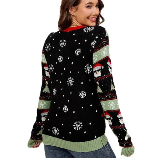 Velina Moda | Christmas Sweater Women Warm Knitted With V-Neck