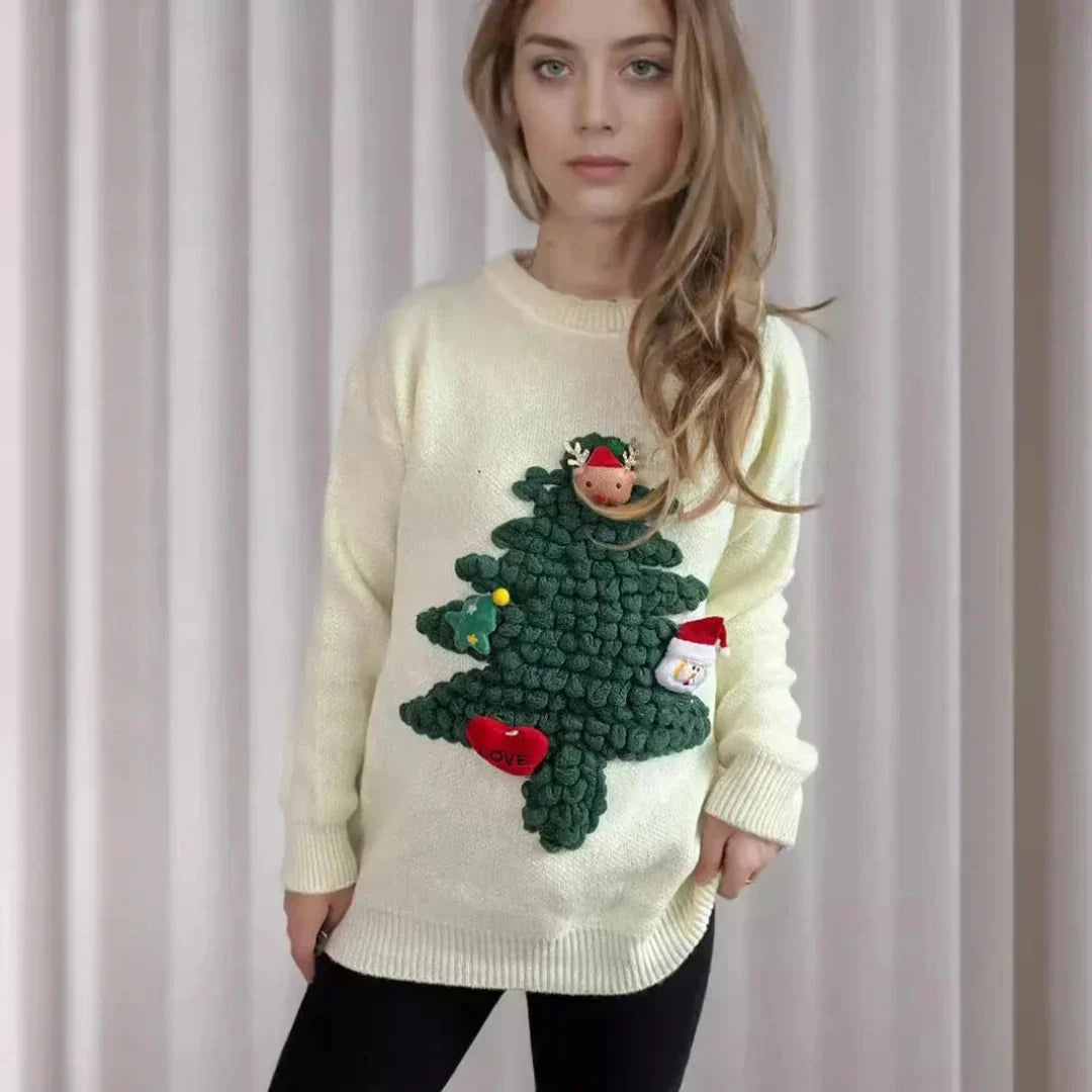 Velina Moda | Christmas Tree Sweater with 3D Christmas Tree Women's Fashion Christmas Sweater