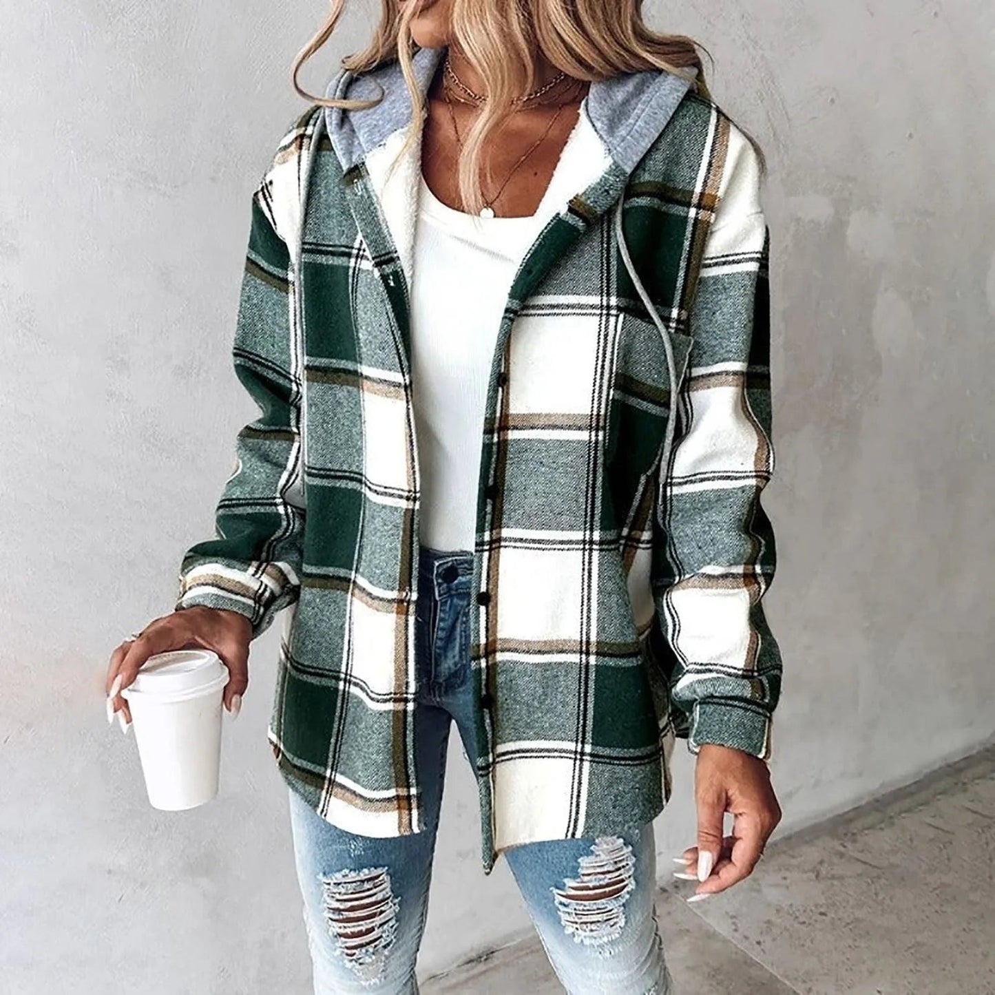 Velina Moda | Blouse jacket with hoodie - Women's fashion