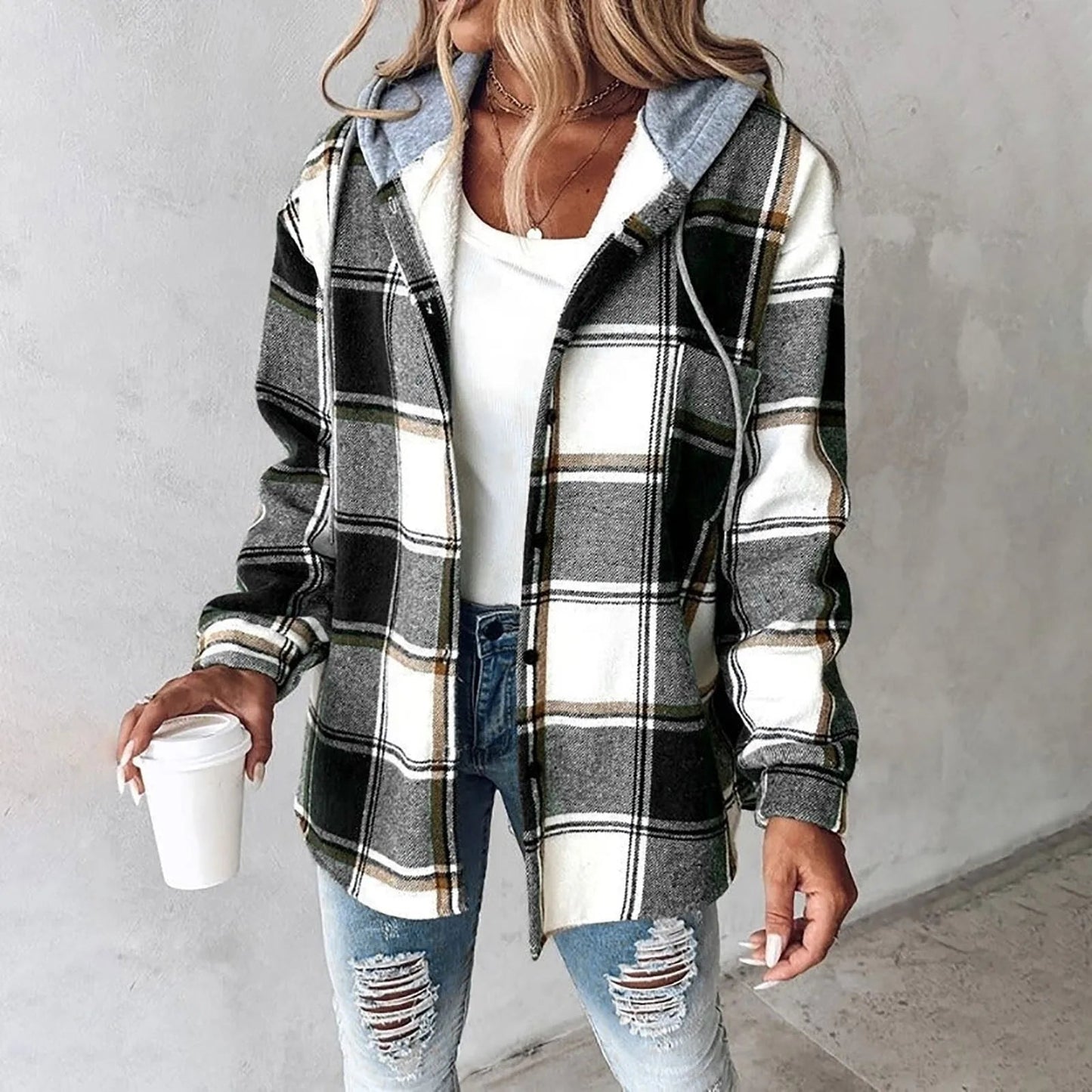 Velina Moda | Blouse jacket with hoodie - Women's fashion