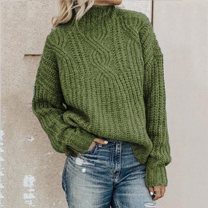 Marta - Women's cable knit sweater with high neck