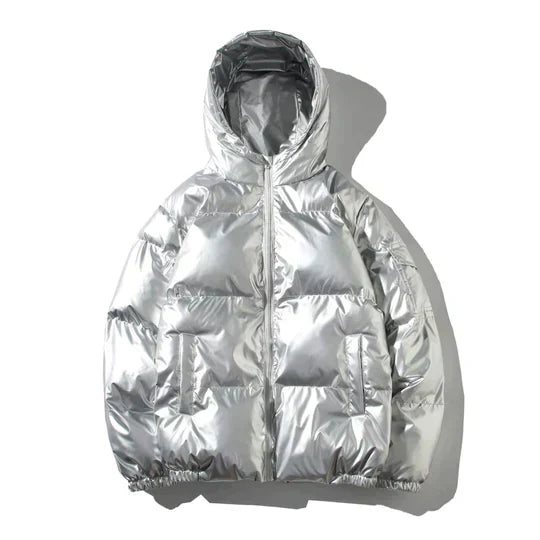 Velina Moda | Windproof metallic winter puffer jacket