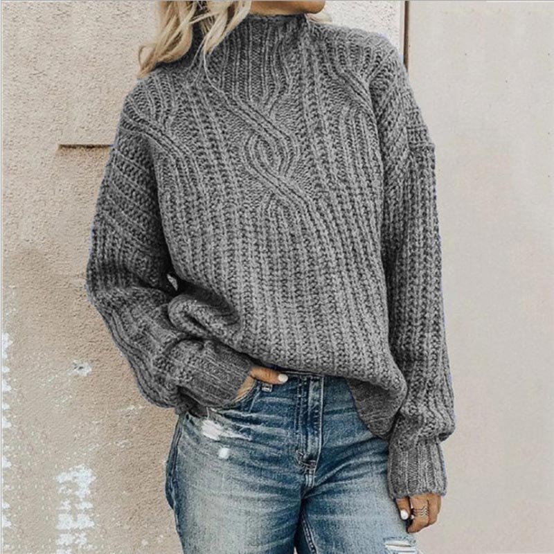 Marta - Women's cable knit sweater with high neck