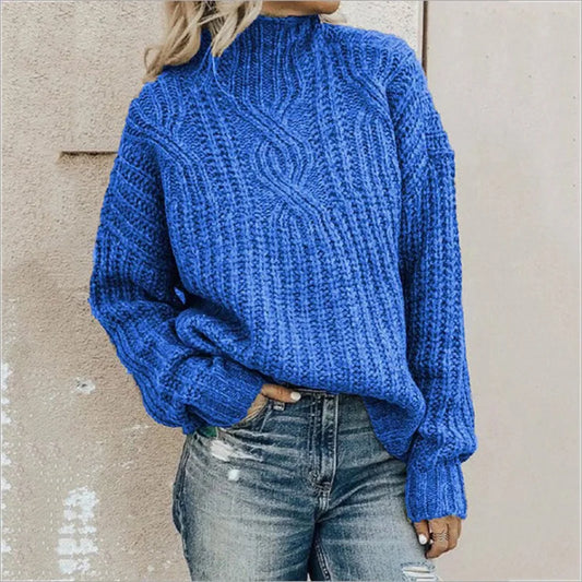 Marta - Women's cable knit sweater with high neck