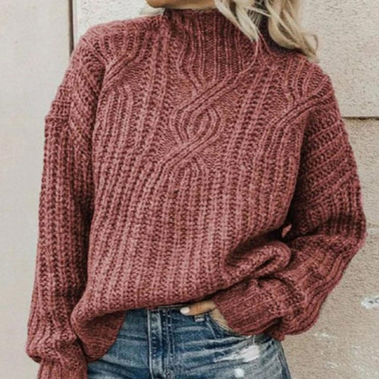 Marta - Women's cable knit sweater with high neck