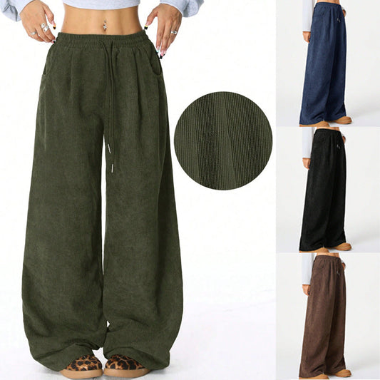 Velina Moda | Women's Wide Cordura Pants with Elastic Waistband